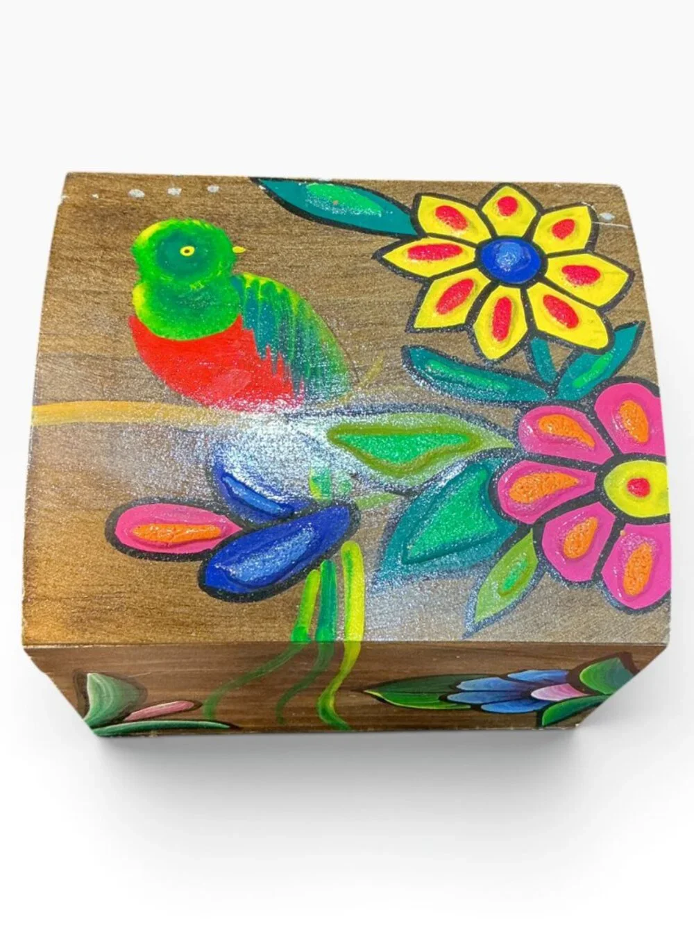Vintage Nesting Wood Trinket Boxes Set of 3 Hand Painted Bird Floral Folk Art